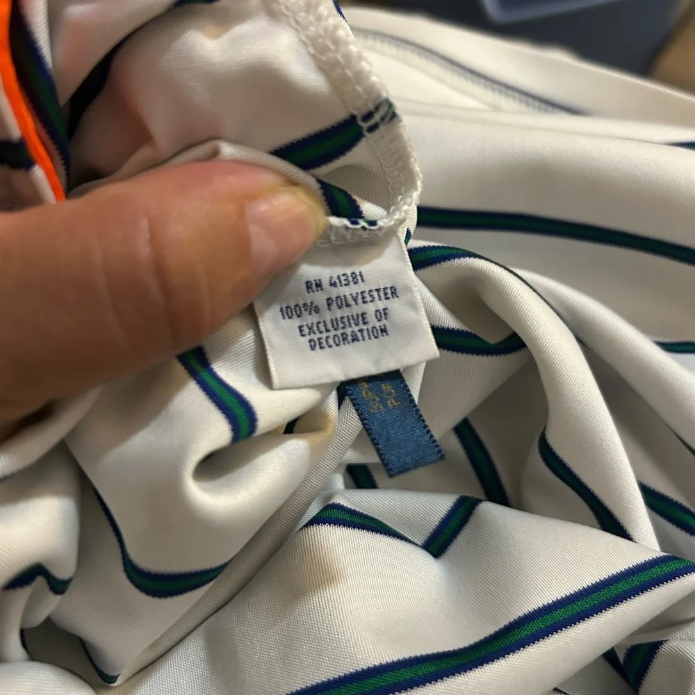 Ralph Lauren White and Green Men Polo Shirt with Stripes XXL size